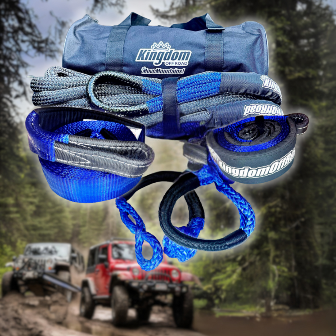 Kinetic Recovery Tow Rope 1x30ft – With 2 Soft Shackles For Offroad Recovery Of Trucks, UTVs & More